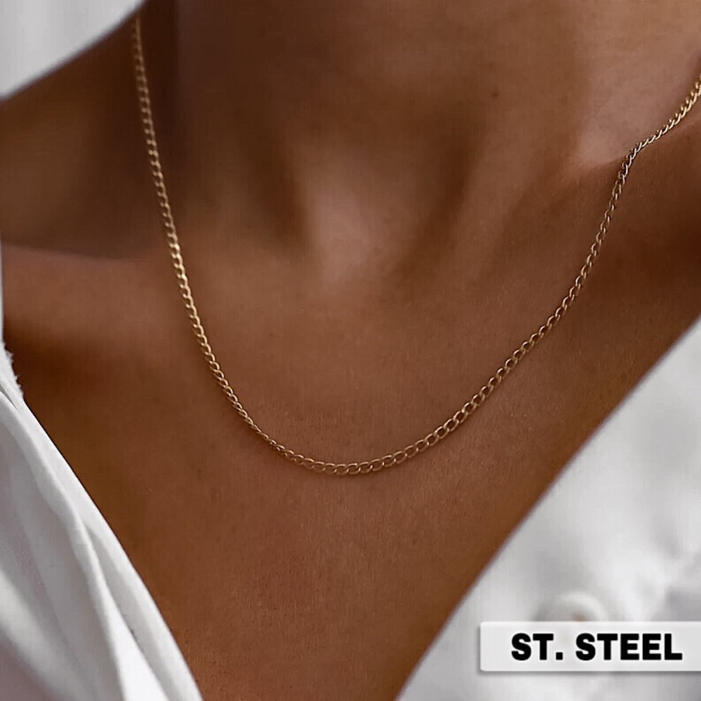 ⚜️𝟯𝟬%𝗢𝗙𝗙 𝗯𝘂𝗻𝗱𝗹𝗲𝘀 𝟯+⚜️ NEW Thin Curb Chain Stainless Steel Necklace